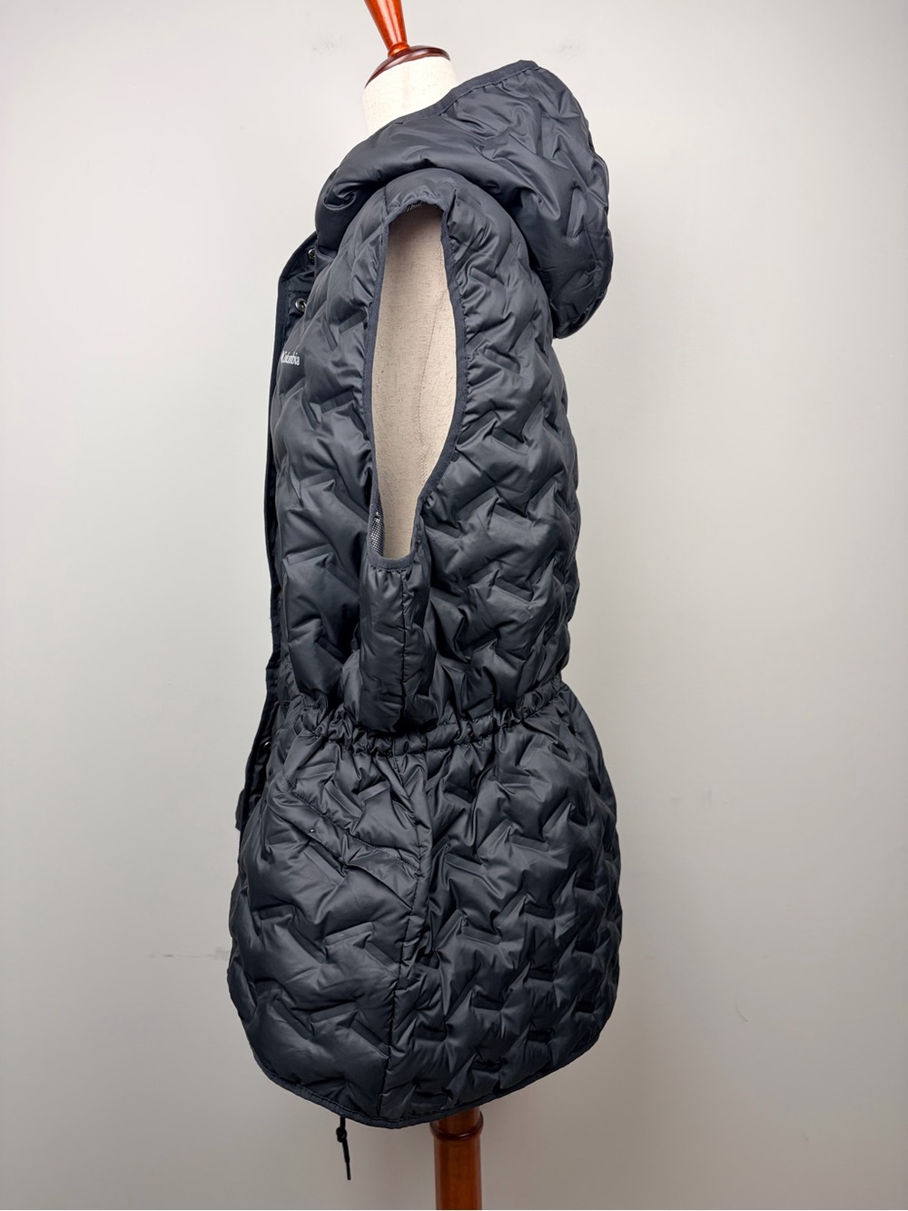 Columbia Omni-Heat Puffer Vest Hooded Black 3X Plus Down Cinch Waist - Picture 7 of 11